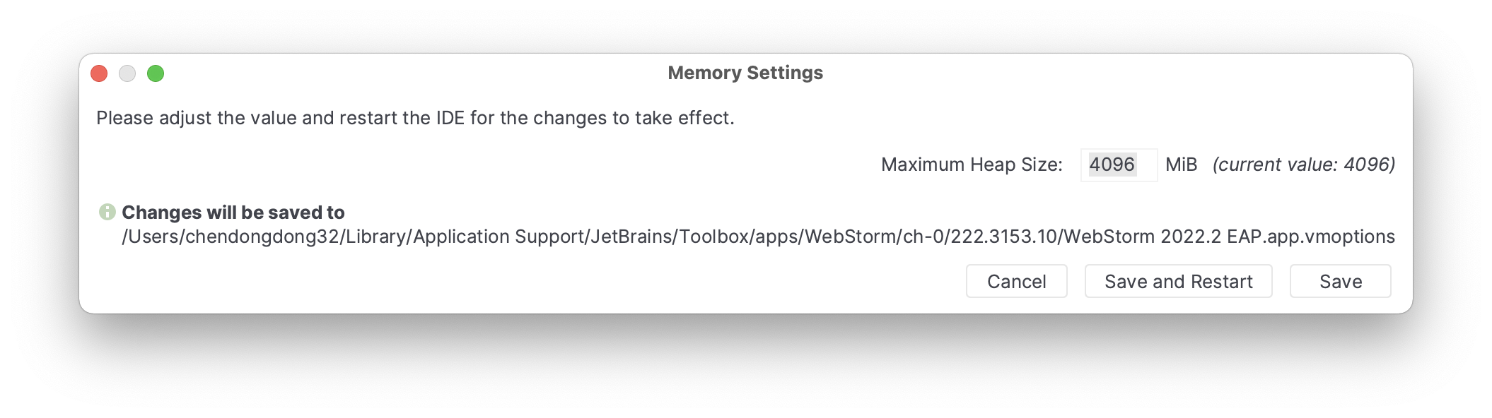 Change Memory Setting